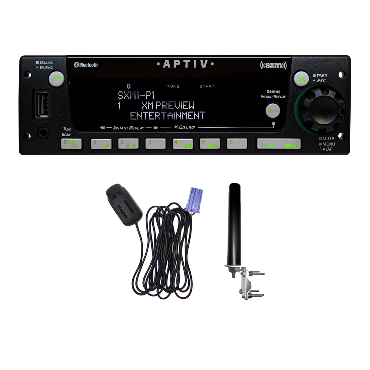 (image for) Heavy-Duty AM/FM/WB with USB, SiriusXM and Bluetooth + BT-Mic and SXM Antenna Bundle