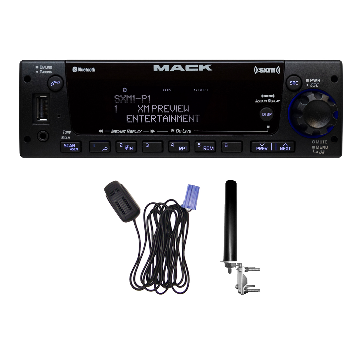 (image for) MACK Heavy Duty AM/FM/WB with USB, SiriusXM and Bluetooth - Includes BT Mic Kit and Satellite Radio Antenna